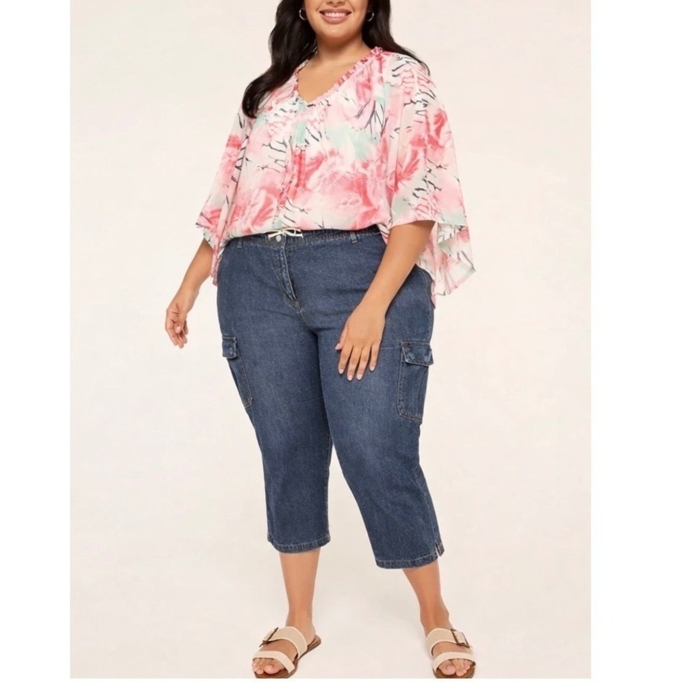 Cherokee Cropped Cargo Jeans with Front Tie